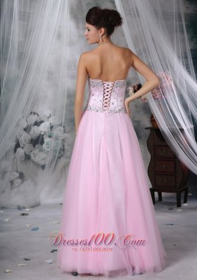 Baby Pink Sweetheart Floor-length Beading Prom Pageant Gowns