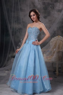 Beading Baby Blue Sweetheart Prom Gowns Oraganza