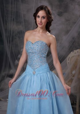 Beading Baby Blue Sweetheart Prom Gowns Oraganza