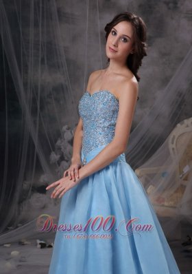 Beading Baby Blue Sweetheart Prom Gowns Oraganza