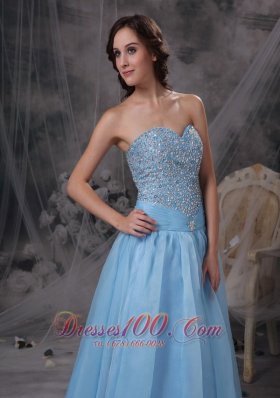 Beading Baby Blue Sweetheart Prom Gowns Oraganza