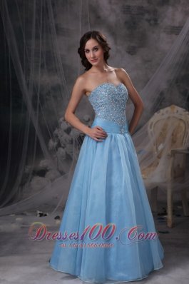 Beading Baby Blue Sweetheart Prom Gowns Oraganza