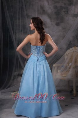 Beading Baby Blue Sweetheart Prom Gowns Oraganza