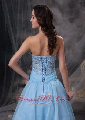 Beading Baby Blue Sweetheart Prom Gowns Oraganza