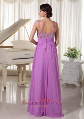 Chiffon Spaghetti Straps Lavender Evening Party Dress