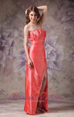 Strapless Beaded Mother of the Bride Dress Taffeta Split