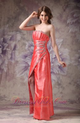 Strapless Beaded Mother of the Bride Dress Taffeta Split