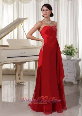 Wine Red Prom Evening Dress Embroidery Taffeta