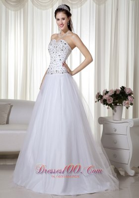 White Sweetheart A-Line Beading Prom Pageant Gown Dress