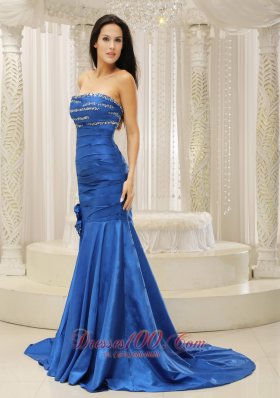 Mermaid Royal Blue Court Train Evening Dress for Prom