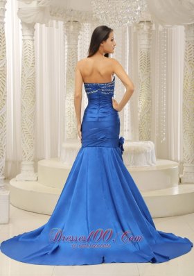 Mermaid Royal Blue Court Train Evening Dress for Prom