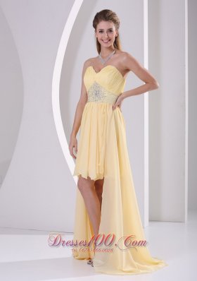 High-low Yellow Detachable Prom Homecoming Dress