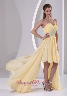 High-low Yellow Detachable Prom Homecoming Dress