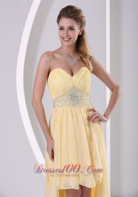 High-low Yellow Detachable Prom Homecoming Dress