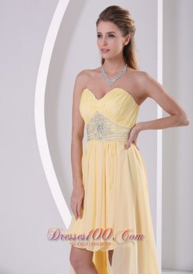 High-low Yellow Detachable Prom Homecoming Dress