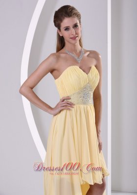 High-low Yellow Detachable Prom Homecoming Dress