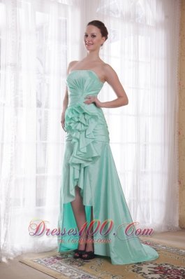 High-low Apple Green Taffeta Strapless Prom Dress