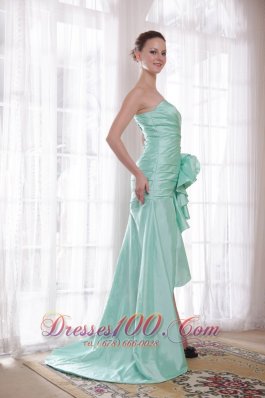 High-low Apple Green Taffeta Strapless Prom Dress