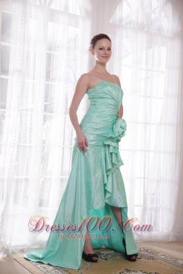 High-low Apple Green Taffeta Strapless Prom Dress