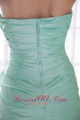 High-low Apple Green Taffeta Strapless Prom Dress