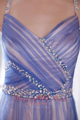 Spaghetti Straps Lilac Floor-length Beading Prom Dress