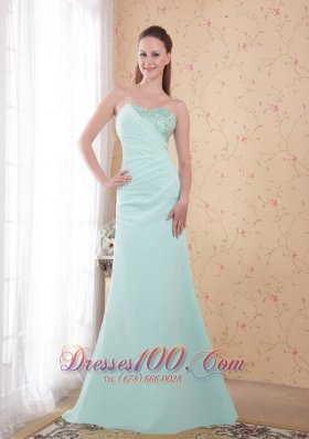 Apple Green Brush Train Appliques Prom Evening Dress