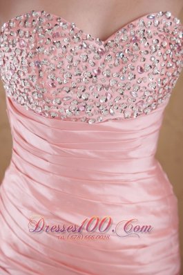 Pink Floor-length Taffeta Beading Prom Celebrity Dress