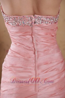 Pink Floor-length Taffeta Beading Prom Celebrity Dress