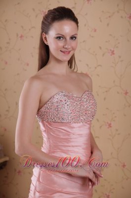 Pink Floor-length Taffeta Beading Prom Celebrity Dress