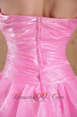 Layered Rose Pink Organza Beading Prom Celebrity Dress