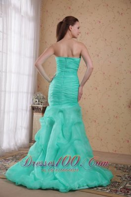 Mermaid Turquoise Ruched Beading Prom Celebrity Dress