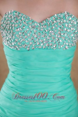 Mermaid Turquoise Ruched Beading Prom Celebrity Dress