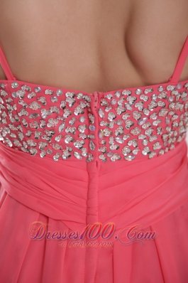 High-low Spaghetti Straps Watermelon Chiffon Prom Dress