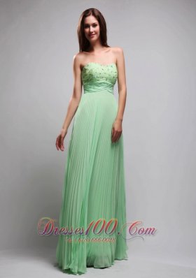 Apple Green Pleated Chiffon Beading 17 Prom Dress