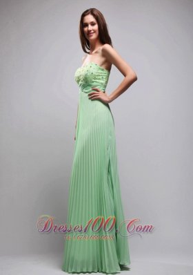 Apple Green Pleated Chiffon Beading 17 Prom Dress