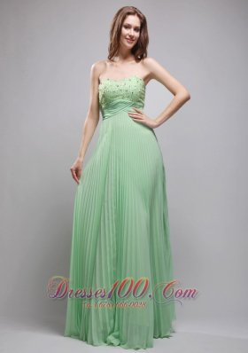 Apple Green Pleated Chiffon Beading 17 Prom Dress