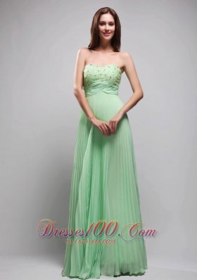 Apple Green Pleated Chiffon Beading 17 Prom Dress