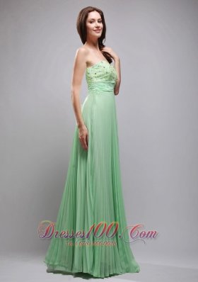 Apple Green Pleated Chiffon Beading 17 Prom Dress