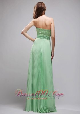 Apple Green Pleated Chiffon Beading 17 Prom Dress