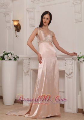 Cross Straps Taffeta Beading Prom Evening Pageant Dress