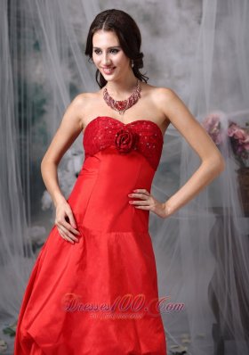 High-low Blood Red A-line Cocktail Dress Taffeta