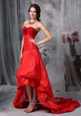 High-low Blood Red A-line Cocktail Dress Taffeta