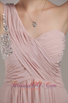 One Shoulder Floor-length Chiffon Beading Prom Dress