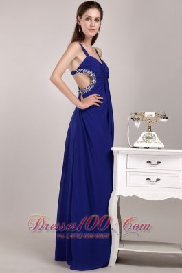 Cross Straps Blue Chiffon Empire 17 Prom Dress