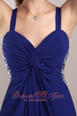 Cross Straps Blue Chiffon Empire 17 Prom Dress