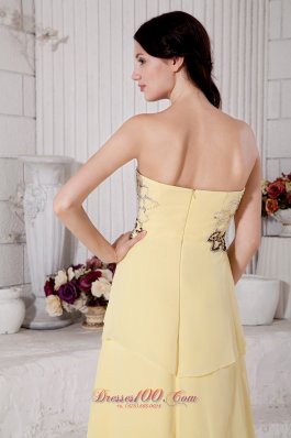 Light Yellow High-low Chiffon Prom Evening Dress