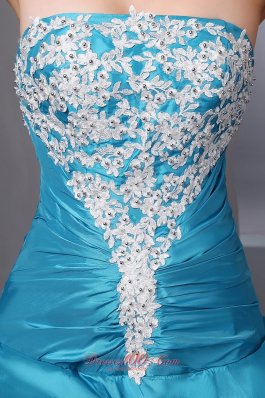 Pick Ups Teal Appliques Taffeta Quinceanera Dress