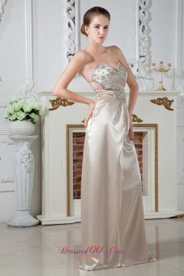 Champagne Sweetheart Floor-length Beading Prom Dress