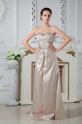 Champagne Sweetheart Floor-length Beading Prom Dress