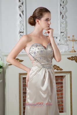 Champagne Sweetheart Floor-length Beading Prom Dress